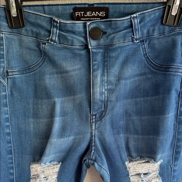 FITJEANS Blue Distressed Jeans Size M - Picture 2 of 9
